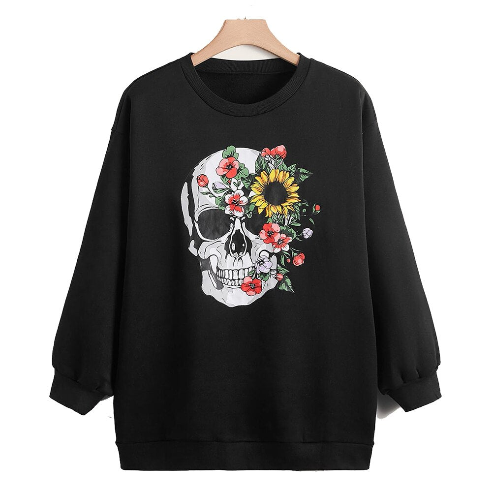 Lily Skull & Floral Print Pullover