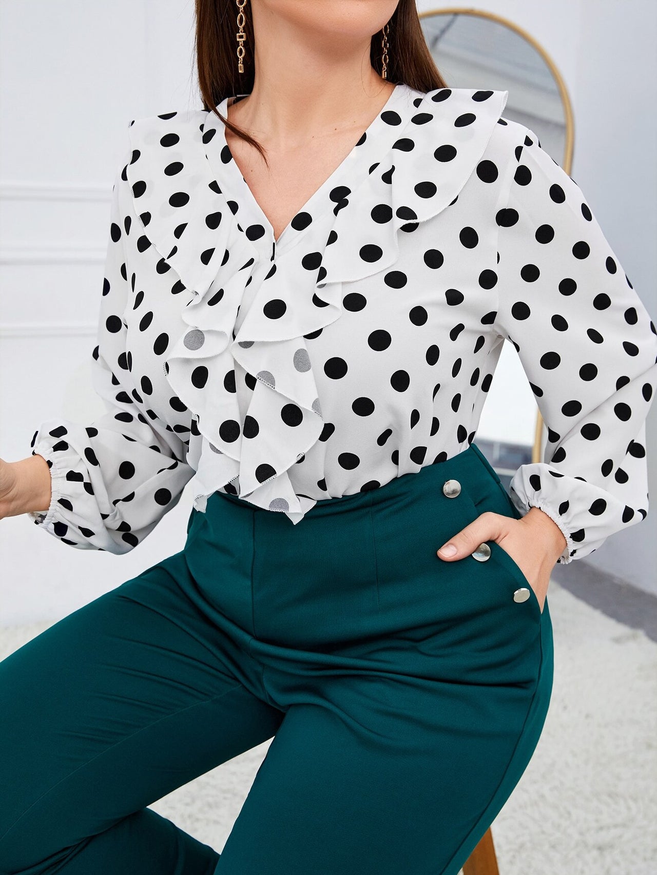 Sydney Chiffon Polka Dot Shirt