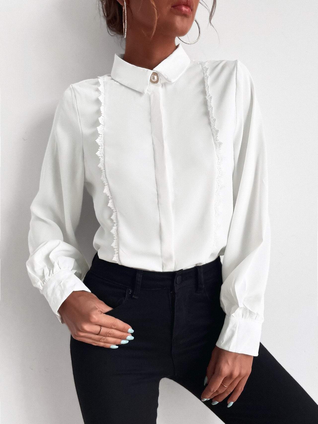 Jayne Collar Long Sleeve Top