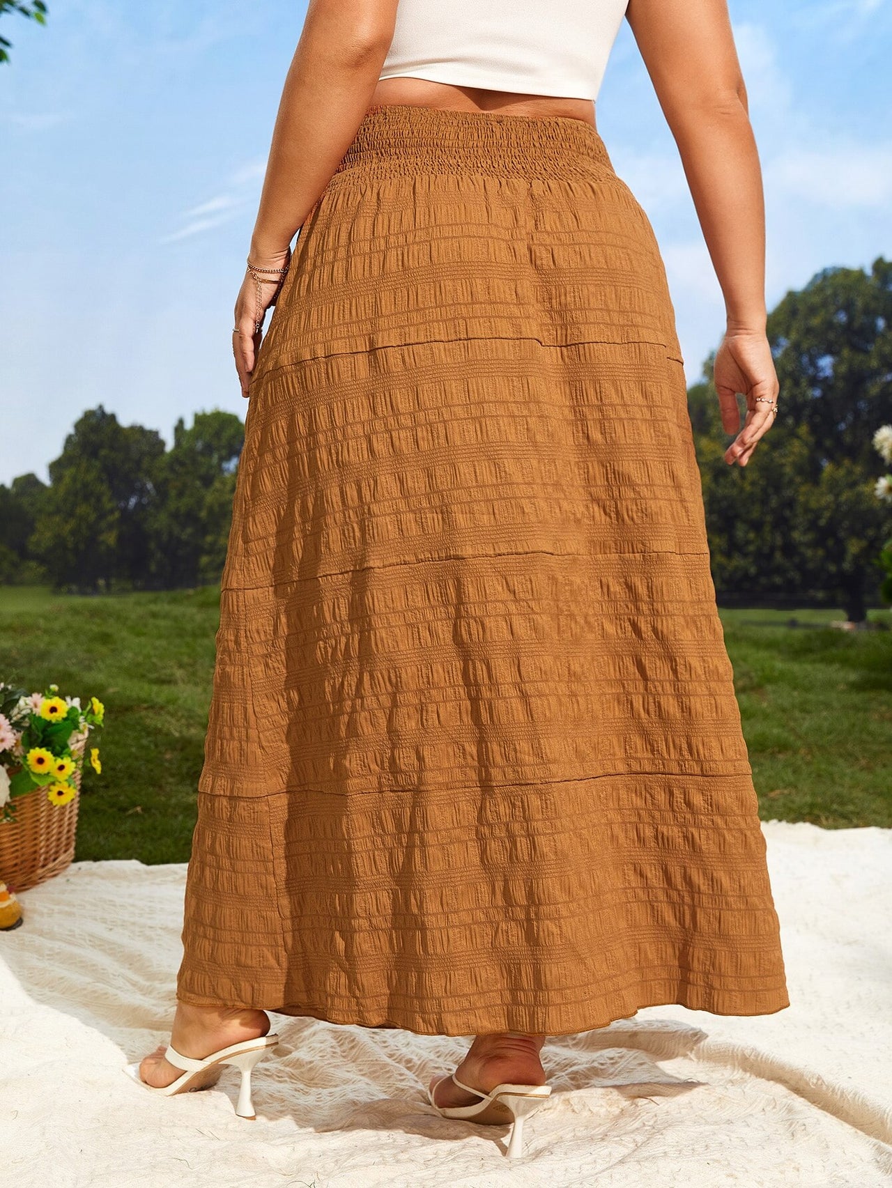 Jade Textured Shirred Skirt